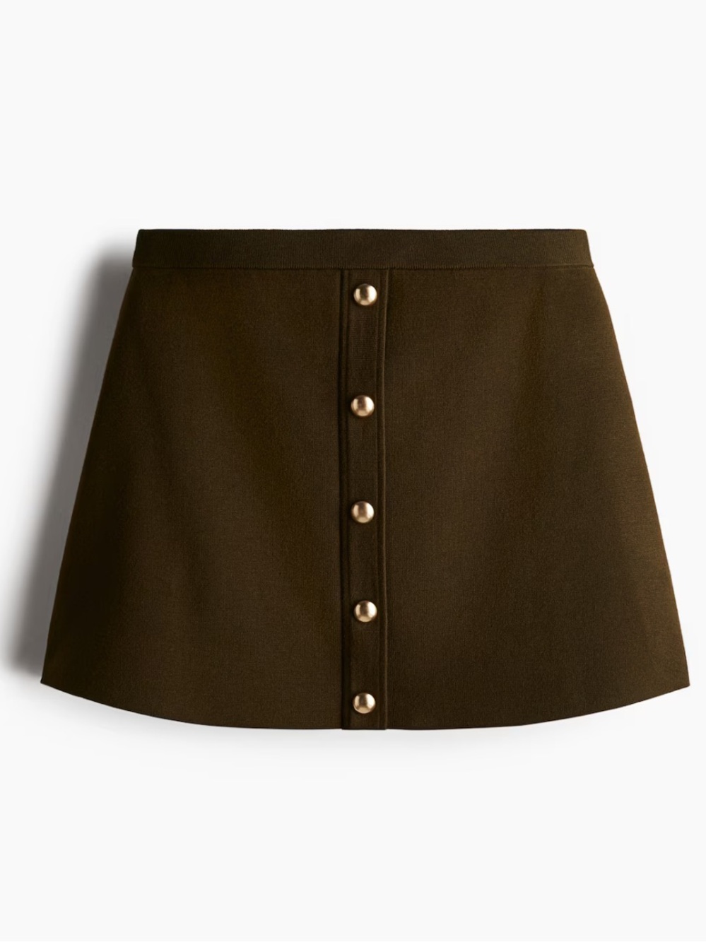 NWT H&M Dark Khaki Green Button-Front A-Line Mini Skirt